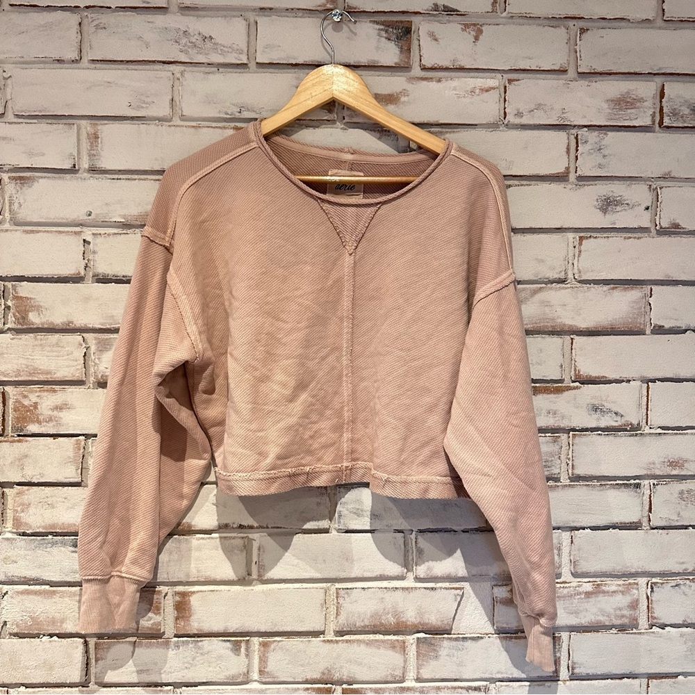 Aerie vacay crew neck sweatshirt camel  size XS
